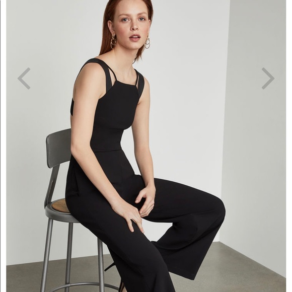 BCBG black jumpsuit pleather trimmed - Picture 5 of 7